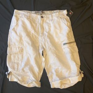 New Men Guess Linen Cargo Pocket cruise shorts 36